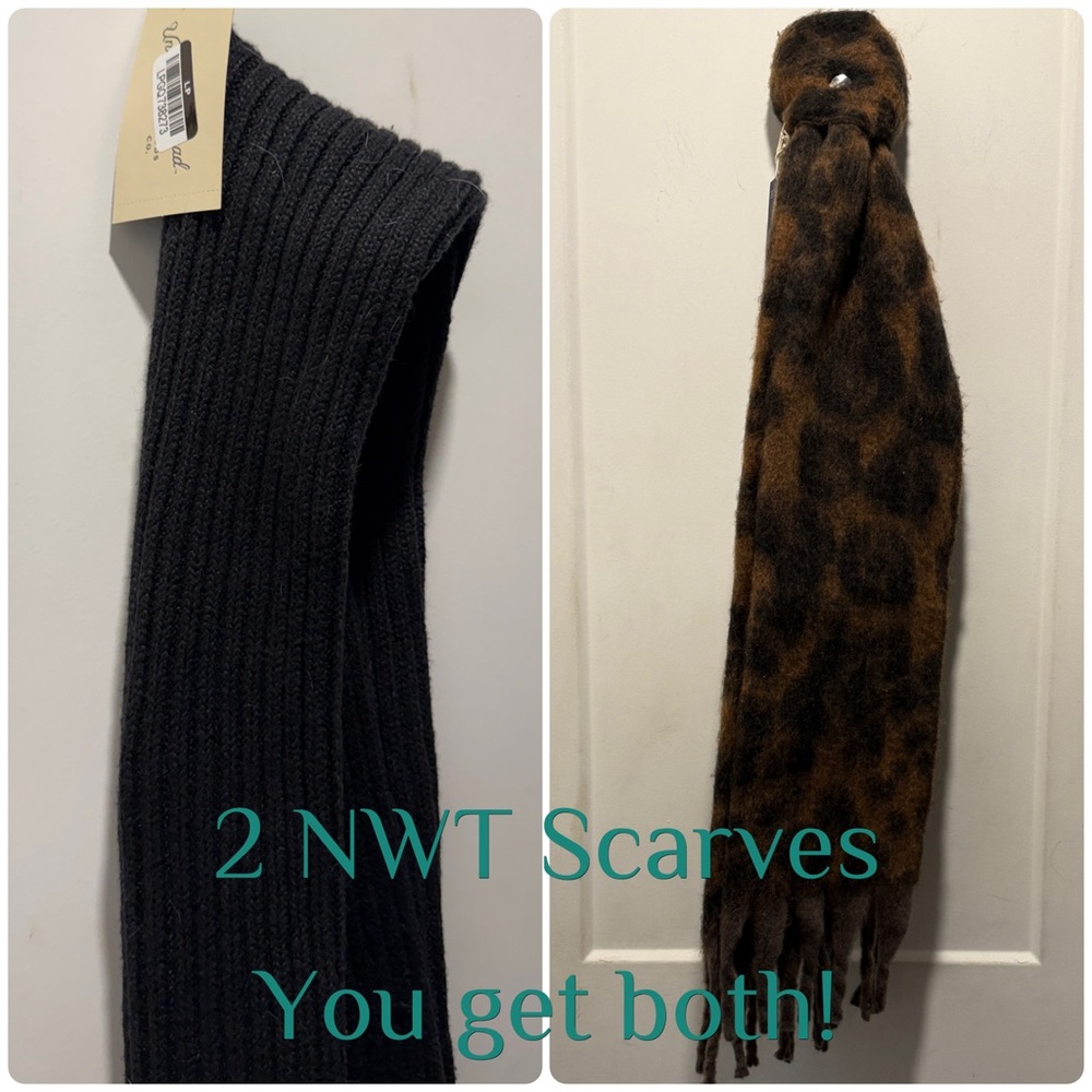 NWT 2 Scarf bundle! Universal Thread. Black Ribbed Knit Scarf and cheetah large